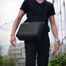 Reporter Messenger Bag in Grey Saffiano