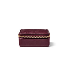 Small Travel Jewellery Case in Burgundy Pebble