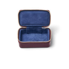 Small Travel Jewellery Case in Burgundy Pebble