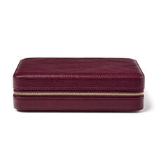 Large Travel Jewellery Case in Burgundy Pebble
