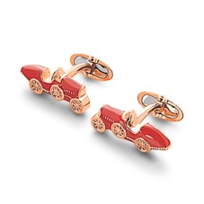 18ct Rose Gold Vermeil & Enamel Classic Car Cufflinks in Red