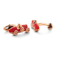 18ct Rose Gold Vermeil & Enamel Classic Car Cufflinks in Red
