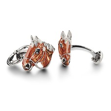 Sterling Silver & Enamel Horse Cufflinks