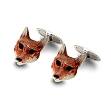 Sterling Silver & Enamel Fox Head Cufflinks