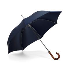 Walking Length Automatic Umbrella with Maple Wood Handle in Navy Blue