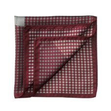Savile Row Silk Twill Pocket Square in Burgundy & Silver