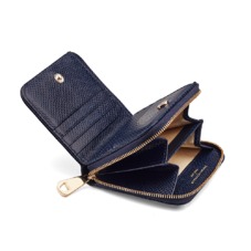Mini Continental Zipped Coin Purse in Midnight Blue Lizard