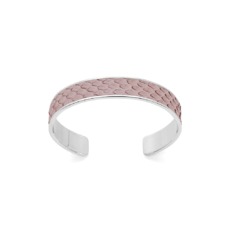 Silver Cleopatra Skinny Cuff Bracelet in Nude Nubuck Python