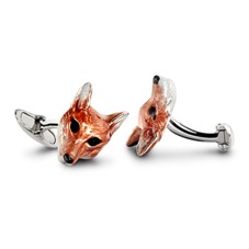 Sterling Silver & Enamel Fox Head Cufflinks