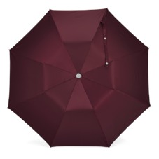 Mens Compact Automatic Umbrella with Wooden Handle in Burgundy