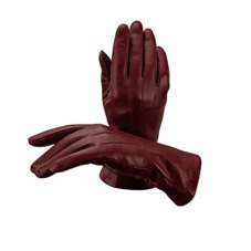 Ladies Cashmere Lined Leather Gloves in Burgundy