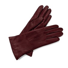Ladies Cashmere Lined Leather Gloves in Burgundy