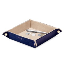 Medium Tidy Tray in Midnight Blue Lizard & Cream Suede