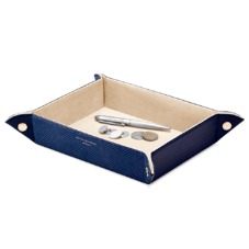 Large Tidy Tray in Midnight Blue Lizard & Cream Suede