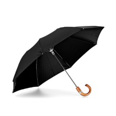 Compact Automatic Umbrella with Maple Wood Handle in Black
