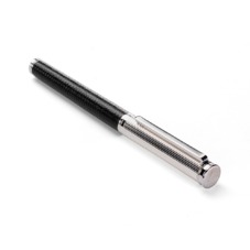 Sterling Silver & Leather Fountain Pen in Jet Black Lizard
