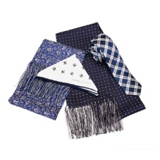 Men’s Polka Dot Silk Scarf in Navy