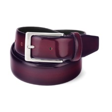 Men’s Formal Leather Belt in Burgundy Shine