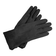 Ladies’ Sheepskin Lined Suede Gloves in Black Suede
