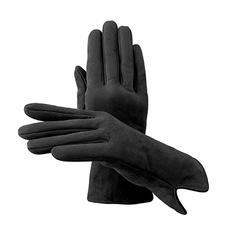 Ladies’ Sheepskin Lined Suede Gloves in Black Suede