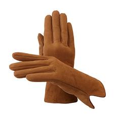 Ladies Sheepskin Lined Suede Gloves in Tan Suede