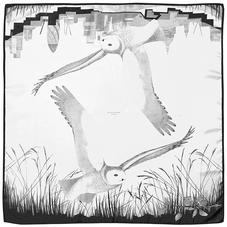 Owl in the City Silk Scarf in Monochrome