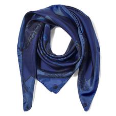 Aspinal Signature Shield Silk Scarf in Midnight Blue