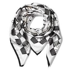 Marylebone Geometric Silk Scarf in Monochrome