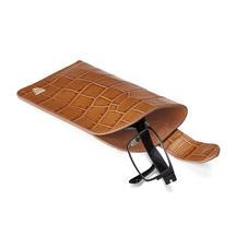 Slimline Glasses Case in Deep Shine Vintage Tan Croc & Cappuccino Suede