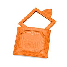Marylebone Compact Mirror in Orange Lizard