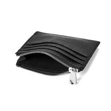 Zip Top Coin & Card Case in Black Saffiano & Black Suede
