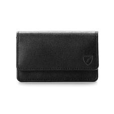 Business & Credit Card Case in Black Saffiano & Black Suede