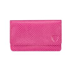 Business & Credit Card Case in Raspberry Lizard & Pale Blue Suede