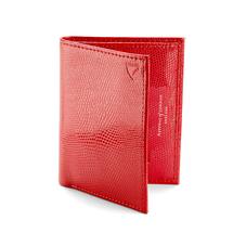 Double Credit Card Case with Back Pocket in Berry Lizard & Cream Suede