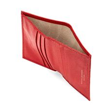 Double Credit Card Case with Back Pocket in Berry Lizard & Cream Suede