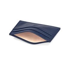 Slim Credit Card Case in Navy Saffiano & Cream Suede