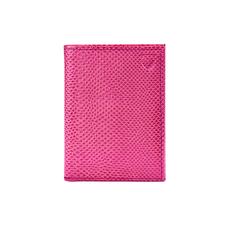 Double Fold Credit Card Case in Raspberry Lizard