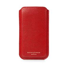 iPhone 6 / 7 Leather Sleeve in Berry Lizard & Cream Suede
