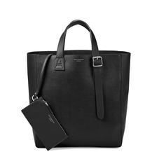 Editor's 'A' Tote in Black Saffiano & Black Suede