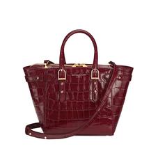 Mini Marylebone Tote in Deep Shine Bordeaux Croc