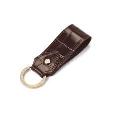 Leather Loop Keyring in Deep Shine Amazon Brown Croc
