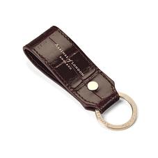 Leather Loop Keyring in Deep Shine Amazon Brown Croc