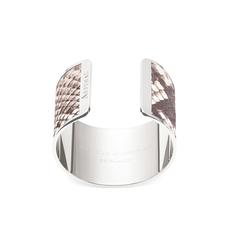 Silver Cleopatra Cuff Bracelet in Embossed Natural Python Print