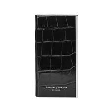 iPhone 6 Leather Book Case in Deep Shine Black Croc & Black Suede