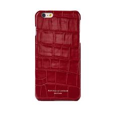 iPhone 7/8 Leather Cover in Deep Shine Red Croc with Cream Suede