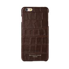 iPhone 7 Plus Leather Cover in Deep Shine Amazon Brown Croc & Black Suede