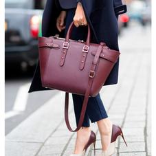 Midi Marylebone Tech Tote in Deep Shine Bordeaux Croc