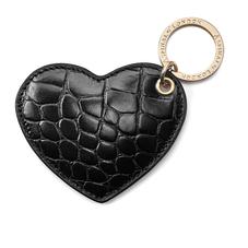 Heart Keyring in Black Croc