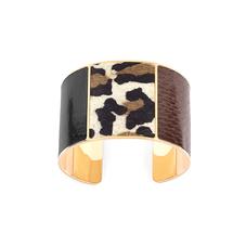 Minerva Cuff Bracelet in Black, Leopard & Brown Snake