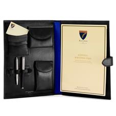A4 Conference Portfolio in Smooth Black & Cobalt Suede